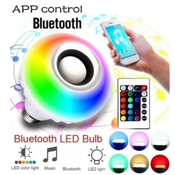 6500K E27/B22 RGB Bluetooth Светомузыкальные разноцветные сменные лампочки с дистанционным управлением/App Control для домашней вечеринки