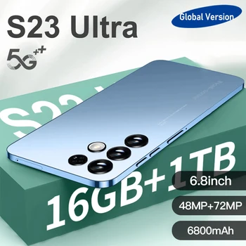 Новый Смартфон S23 Ultra telefone 6.8HD 6800 мАч 16 + 1 ТБ Мобильные Телефоны Камера 48MP + 72MP 5G Разблокировка Мобильных телефонов