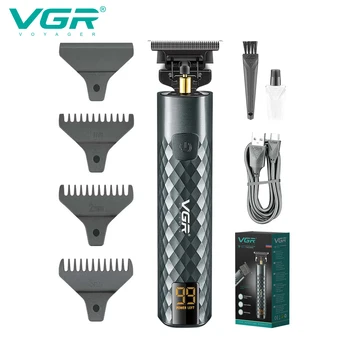 Машинка для стрижки волос VGR, Беспроводная машинка для стрижки волос, Перезаряжаемый Триммер для стрижки волос T9, Цифровой дисплей, Нулевая машина для стрижки V-077
