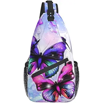 Нагрудная сумка-слинг с бабочкой, рюкзак через плечо, Регулируемый Легкий Дорожный Походный повседневный рюкзак для мужчин и женщин