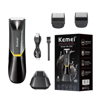 Мужская Электрическая машинка для стрижки волос Kemei, Водонепроницаемый Керамический резак для тела, Бритва, Триммер для чувствительных зон, безопасная и Безболезненная обрезка
