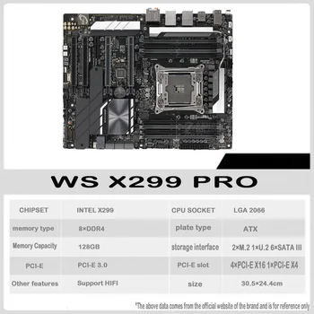 WS X299 PRO Для материнской платы ASUS Workstation 2066 ATX с DDR4 4133 МГц С двумя радиаторами M.2 и M.2 U.2 и портами USB 3.1 Gen 2