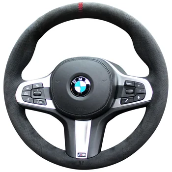 Индивидуальная Натуральная Алькантара Для BMW X3 X5 X1 X6 X4 X7 F33 F30 M Sport, Сшитая Вручную Вручную Ручка Рулевого Колеса, Внутренняя Крышка