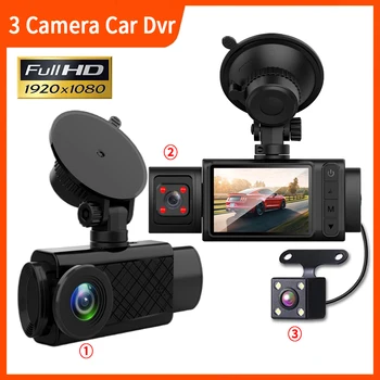 Dash Cam 3 Камера Для Автомобильного Видеомагнитофона FHD 1080P Трехканальные Видеорегистраторы Видеорегистратор Dashcam 24h Парковочный Монитор Видеокамера