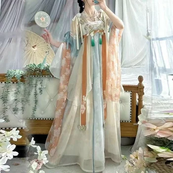 Женская рубашка длиной до груди в стиле Hanfu [воздушный змей] с вышивкой Han element Tang и рваной юбкой с вышивкой и принтом весна/лето