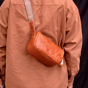 AETOO Мужская сумка через плечо для автомобильного шитья, чехол на молнии, высокая текстура, плиссированный дизайн, повседневная сумка на плечо для пригородных поездок
