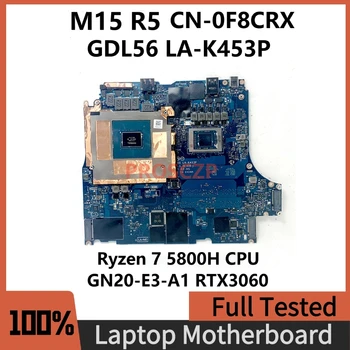 CN-0F8CRX 0F8CRX F8CRX GDL56 LA-K453P Для DELL M15 R5 Материнская плата ноутбука с процессором Ryzen 7 5800H GN20-E3-A1 RTX3060 100% Протестирована нормально