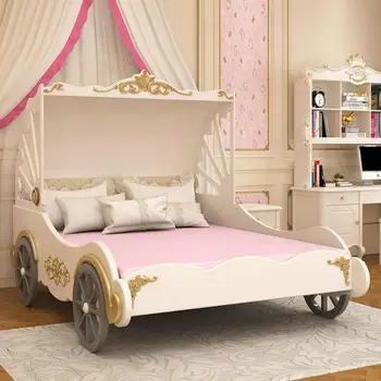 Легкая Роскошная Кровать Принцессы Из Массива Дерева, Детская Мебель Для Спальни в Европейском Стиле, Кровать-Коляска Для Девочек Мечты