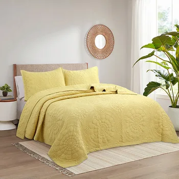 Набор одеял из шелковистого хлопка CHAUSUB, 3 шт., покрывало на кровать, желтое, размера 