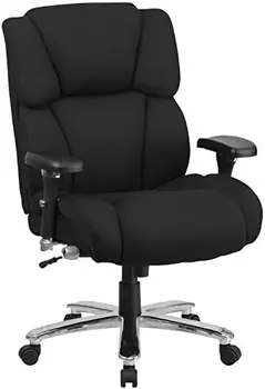 Серия интенсивного использования 24/7 Big & Tall 400 фунтов Эргономичное офисное кресло для руководителей из черной ткани с поясничной ручкой