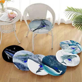 Синий акварельный Морской Корабль с большим китом, Морской Скандинавский коврик для дивана, Стол, подушки для стула, Модные нескользящие садовые подушки для улицы