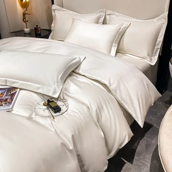 Белый комплект постельного белья из 100% египетского хлопка, Набор пододеяльников для пуховых одеял, Одноместная Двуспальная кровать размера 