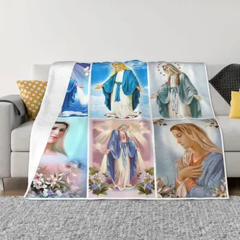 Одеяла с Иисусом Девы Марии, Фланелевый Текстильный декор, Христианское католическое Дышащее Мягкое Покрывало для Дивана, Покрывала для дивана