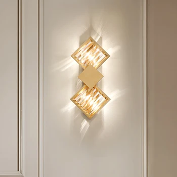 Настенный светильник FSS Nordic Crystal Золотой Свет Роскошь Для гостиной ТВ Фон Стены Прикроватная лампа для спальни Настенный светильник для прохода E14