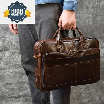 Роскошная мужская сумка из натуральной кожи, дорожный портфель, Мужская сумка на плечо, Мужской деловой ноутбук, Большая сумка-мессенджер
