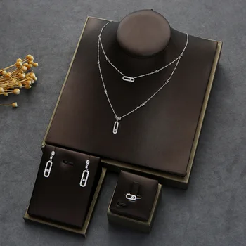 2023 Модное ожерелье с изящной геометрией, Серьги, Кольцо, браслет, Наборы для женщин, подарок Подруге Жене, ювелирные изделия для женщин