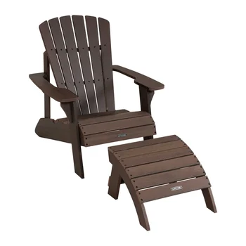 Пожизненный деревенский коричневый стул и стол в стиле Адирондак с комбинированной обивкой уличный стул