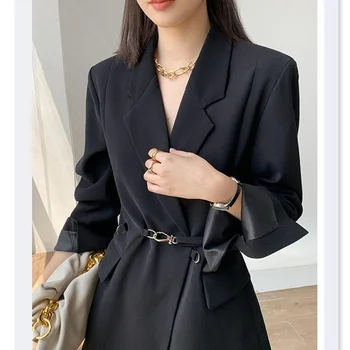 Модный женский Блейзер Офисный женский Корейский черный костюм пальто Уличная одежда Топ с длинным рукавом Дешево Оптом Для отдыха Новый