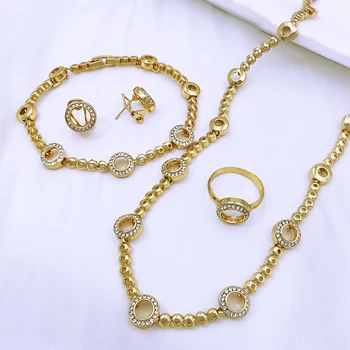 Итальянский Комплект ювелирных изделий из 18-каратного золота, Элегантные Женские Ожерелья-цепочки, Серьги, браслет, Аксессуары для свадебной вечеринки для Невесты, Бесплатная доставка