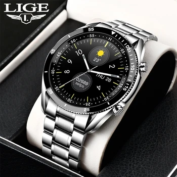 Модные Умные часы LIGE для мужчин с полным сенсорным экраном, часы для вызова по Bluetooth, Спортивные, Фитнес Водонепроницаемые Умные часы Reloj Hombre