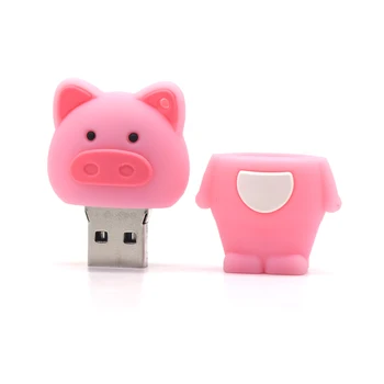 Мультяшный USB Флэш-накопитель 128 ГБ 64 ГБ Милый Поросенок Memory Stick 32 ГБ Розовый Флешка USB-накопитель 16 ГБ 8 ГБ 4 гб Животное U Диск