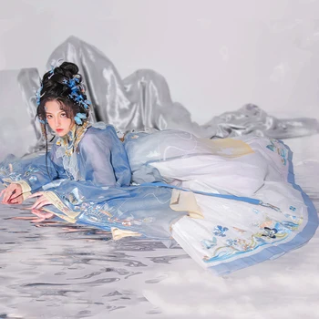 Женские Элегантные платья Hanfu в китайском стиле, костюм Феи Древней традиционной династии, Танцевальный костюм для девочек, Винтажные топы, Юбки, комплекты