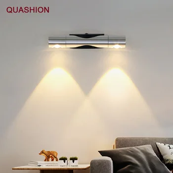 Светодиодный Регулируемый Поворотный алюминиевый настенный светильник с двумя головками, Прикроватный тумбочка для спальни, Гостиная, Лампы для коридора, точечные светильники, Лампы для декора