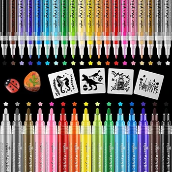 6-48 цветов Художественные маркеры, акриловые ручки с наконечником 2 мм, нетоксичные акриловые ручки, водонепроницаемые маркеры для граффити, ручки для рисования, товары для рукоделия