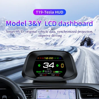 Для Tesla Модель Y Модель 3 OBD Интерфейс Спидометр автомобиля Автомобильный HUD Дисплей скорости Проектора Скорости батареи Дисплей передачи