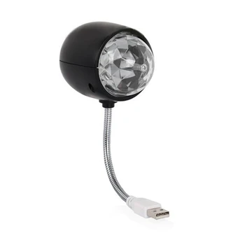 USB Лампа с Диско-шаром, Вращающаяся RGB Цветная Светодиодная лампа для вечеринки сценического освещения с подсветкой для книг 3 Вт, питание от USB (черный)