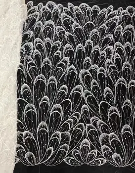 Африканская Кружевная ткань L-13028812, Высококачественное Французское Роскошное Кружево из бисера, Нигерийские блестки, Тюлевая Кружевная ткань для Свадьбы