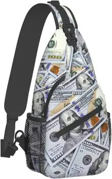 Счет США Деньги США Унисекс Нагрудные сумки через плечо Слинг Рюкзак Дорожный Походный Рюкзак Сумка через плечо для мужчин Повседневная Полиэстер