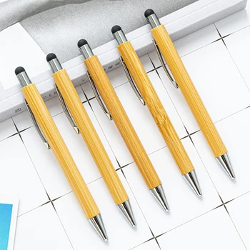 Креативные 5 шт./компл. Бамбуковые шариковые ручки с пулевидной головкой 1,0 мм, для письма и рисования, школьные канцелярские принадлежности