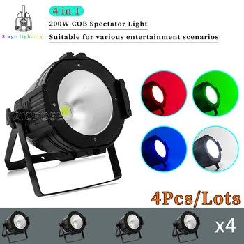 4 шт./лот 200 Вт COB Stage Light RGBW 4 в 1 LED Par Light Холодный белый/Теплый Белый Профессиональное DJ-Дискотечное Оборудование Сценическое Освещение