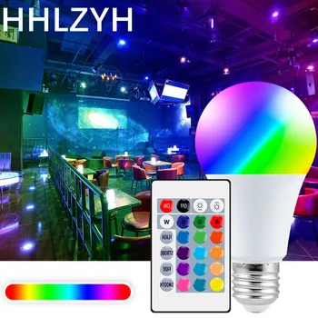 Светодиодный RGB Светильник E27 Smart Control Лампа С Регулируемой Яркостью 5 Вт 10 Вт 15 Вт RGBW Светодиодный Светильник Красочная Меняющаяся Лампа Led Лампада RGBW Белый Декор Для Дома