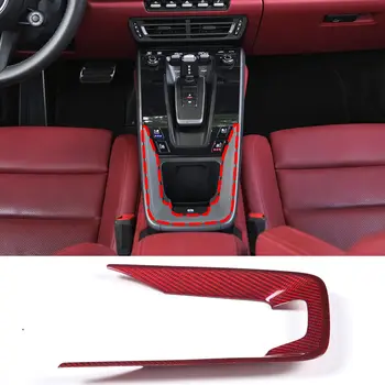 Красная Внутренняя отделка Центральной панели управления из натурального Карбона Для Porsche 911 992 2019-2022