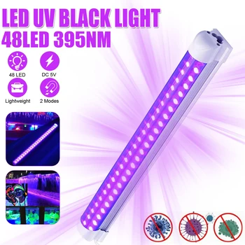 Новая светодиодная УФ-лента с лампой, Ультрафиолетовая световая панель USB 10 Вт 48 Светодиодный Черный Светильник, Портативная Вечерние лампа, Светящаяся в темноте 385-400нм Черный