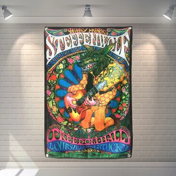 Хиппи Психоделический Рок Поп-Группа Вывеска Ткань Флаг Плакат Баннеры Висячие картины Наклейки На Стены Кафе Отель Музыкальная Студия Декор